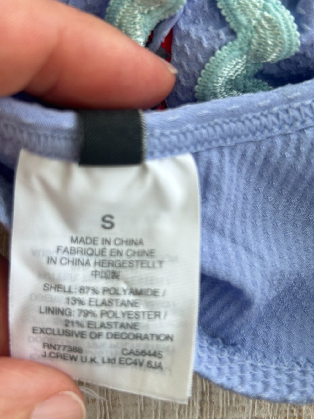 J Crew Ric Rac Ruffle Periwinkle Bikini Top only size Small - Picture 4 of 7